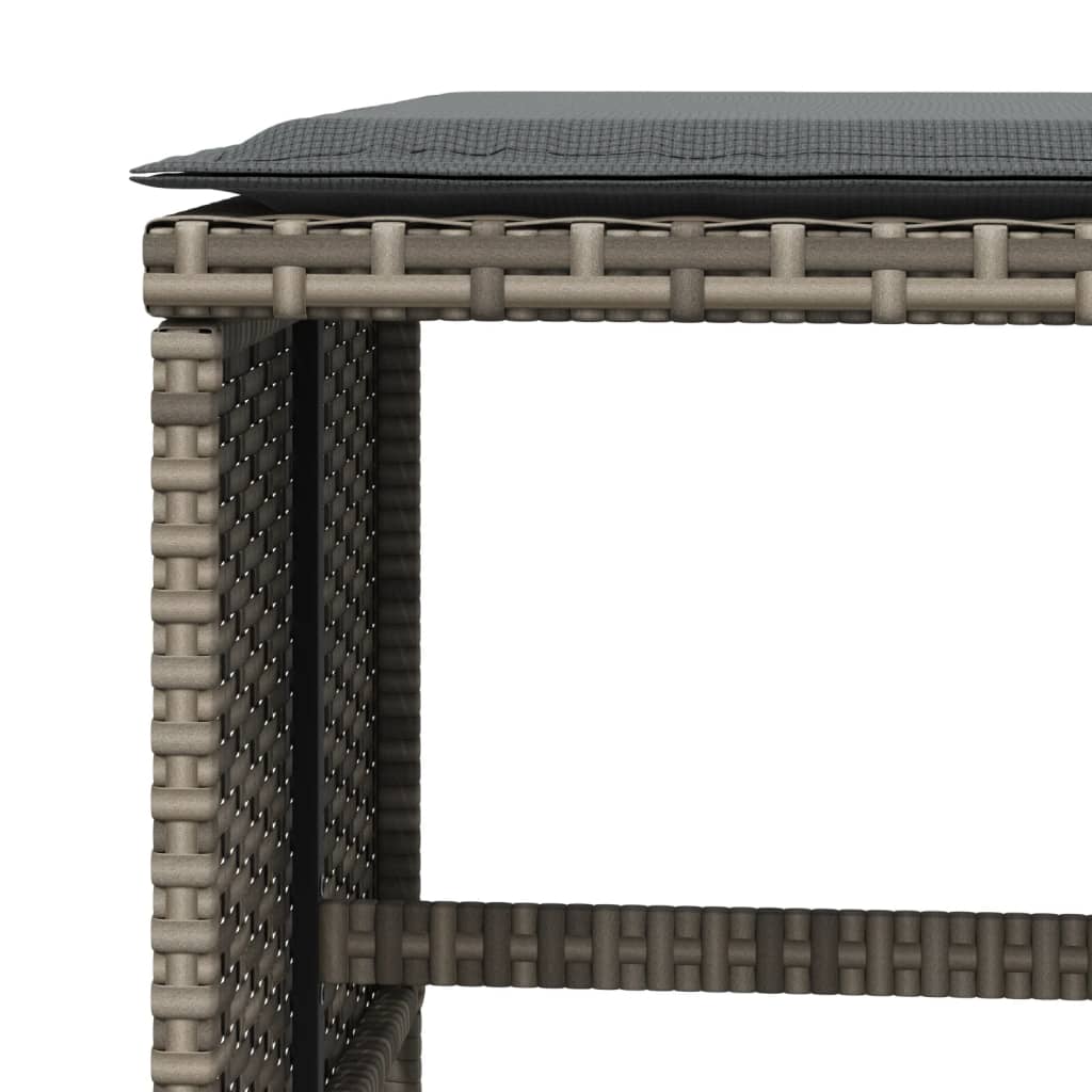 Bancos de jardín HKH con cojines 4 Piezas 41x41x36 Cm Ratán PE - Gris