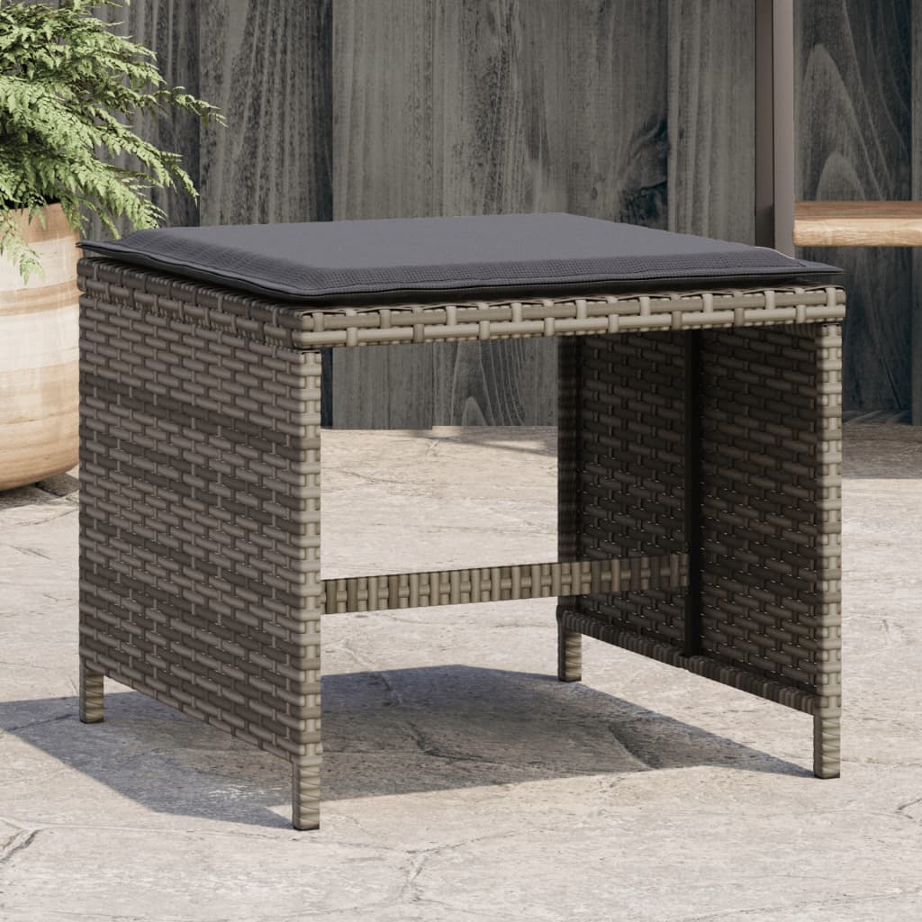 HKH Bancos Jardim com Almofadões 4 Pcs 41x41x36 Cm Vime Pe - Cinzento