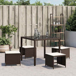 HKH Bancos Jardim com Almofadões 4 Pcs 41x41x36 Cm Vime Pe Castanho - Marrom