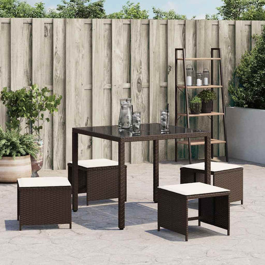 HKH Bancos Jardim com Almofadões 4 Pcs 41x41x36 Cm Vime Pe Castanho - Marrom