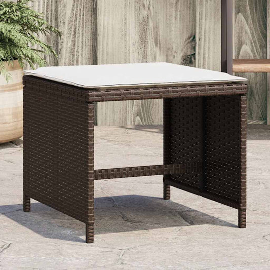 HKH Bancos Jardim com Almofadões 4 Pcs 41x41x36 Cm Vime Pe Castanho - Marrom