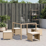 HKH Bancos de Jardim com Almofadões 4 Pcs 41x41x36 Cm Vime Pe - Bege