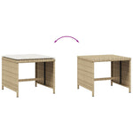 HKH Bancos de Jardim com Almofadões 4 Pcs 41x41x36 Cm Vime Pe - Bege