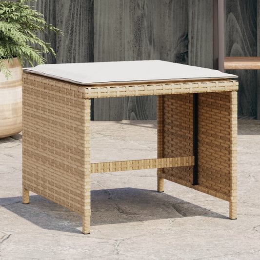 HKH Bancos de Jardim com Almofadões 4 Pcs 41x41x36 Cm Vime Pe - Bege
