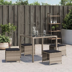 Bancos de jardín HKH con cojines 4 unidades 41x41x36cm Ratán Pie Gris claro - Gris