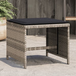 Bancos de jardín HKH con cojines 4 unidades 41x41x36cm Ratán Pie Gris claro - Gris