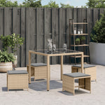 HKH Cojines de banco para jardín 4 uds. 41x41x36 cm ratán PE mixto - Beige