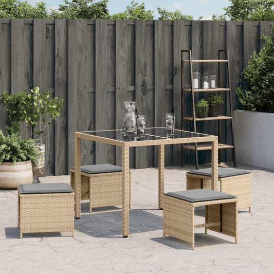 HKH Bancos Jardim Almofadões 4 Pcs 41x41x36 Cm Vime Pe Mistura - Bege