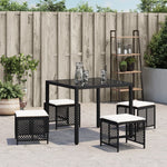 HKH Bancos de Jardim com Almofadões 4 Pcs 41x41x36 Cm Vime Pe - Preto