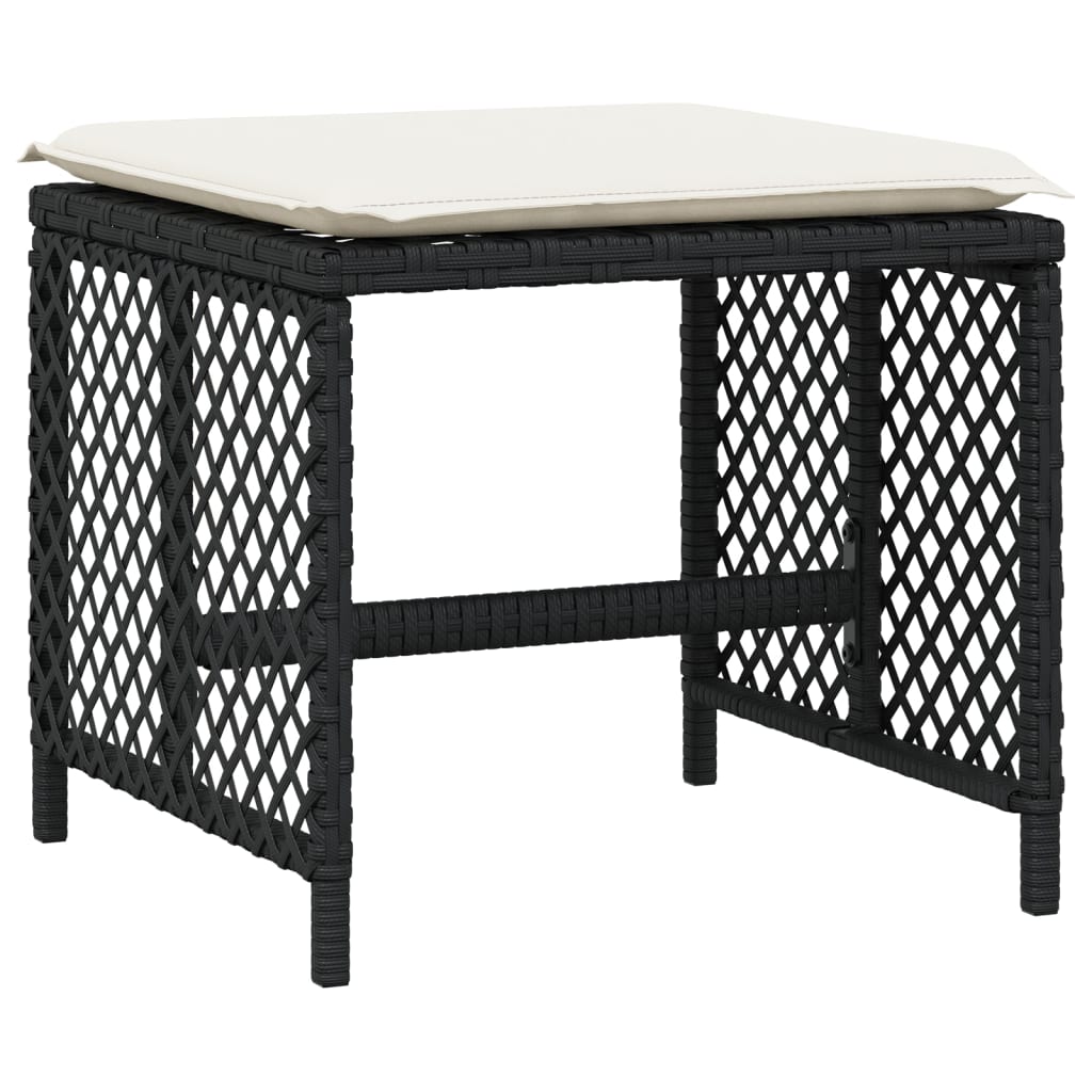 HKH Bancos de Jardim com Almofadões 4 Pcs 41x41x36 Cm Vime Pe - Preto