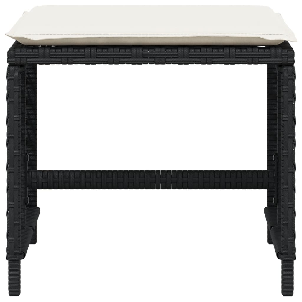 HKH Bancos de Jardim com Almofadões 4 Pcs 41x41x36 Cm Vime Pe - Preto