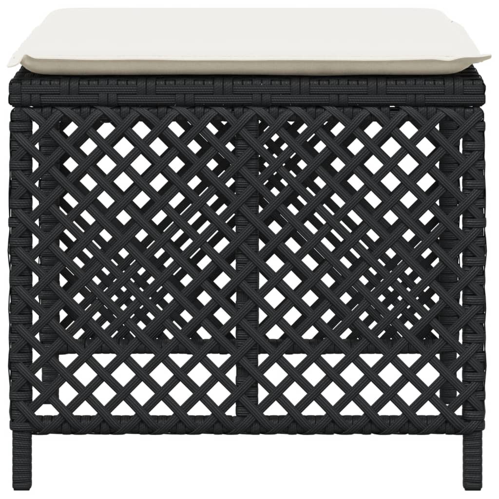 HKH Bancos de Jardim com Almofadões 4 Pcs 41x41x36 Cm Vime Pe - Preto