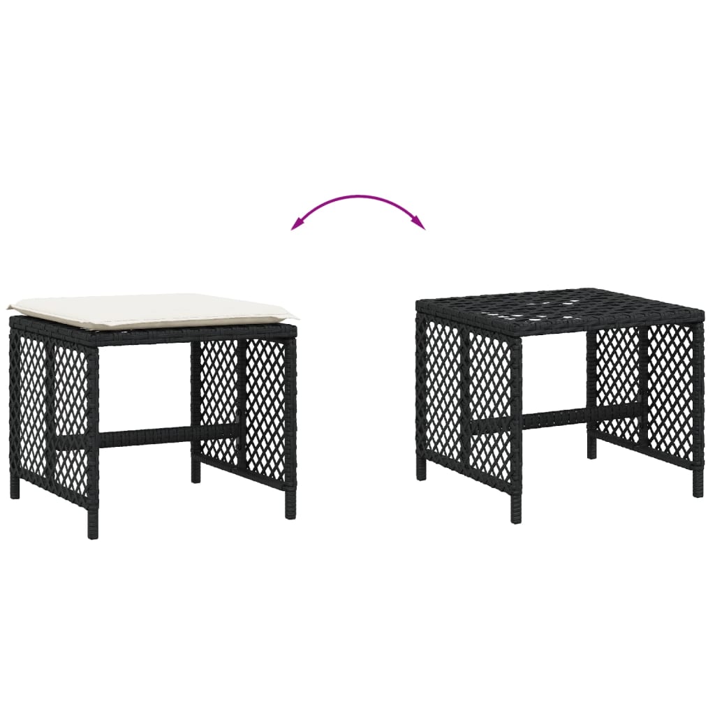 HKH Bancos de Jardim com Almofadões 4 Pcs 41x41x36 Cm Vime Pe - Preto