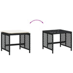 HKH Bancos de Jardim com Almofadões 4 Pcs 41x41x36 Cm Vime Pe - Preto