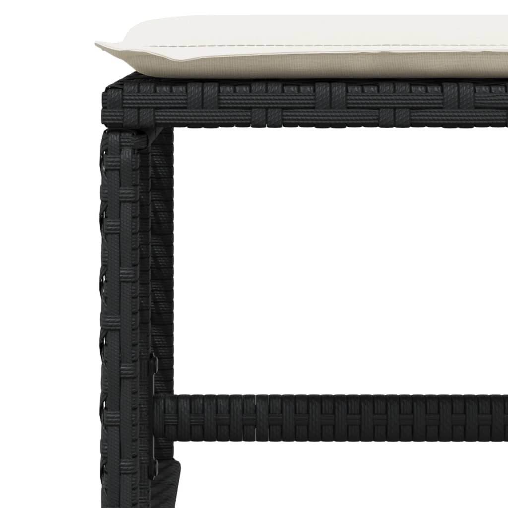 HKH Bancos de Jardim com Almofadões 4 Pcs 41x41x36 Cm Vime Pe - Preto