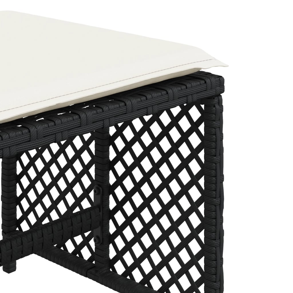 HKH Bancos de Jardim com Almofadões 4 Pcs 41x41x36 Cm Vime Pe - Preto