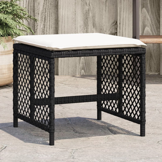 HKH Bancos de Jardim com Almofadões 4 Pcs 41x41x36 Cm Vime Pe - Preto