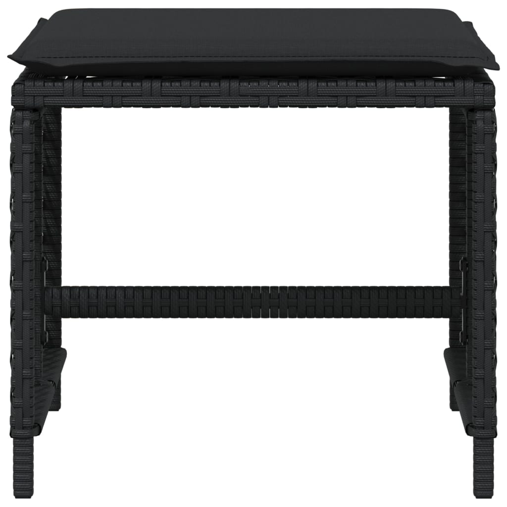 HKH Bancos de Jardín con Cojines 4 Piezas 41x41x36 Cm Ratán PE - Negro