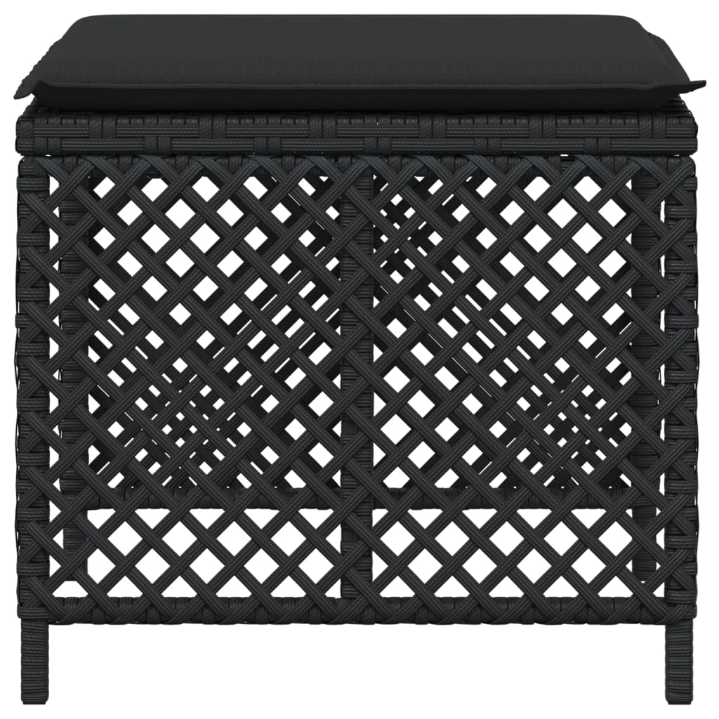 HKH Bancos de Jardín con Cojines 4 Piezas 41x41x36 Cm Ratán PE - Negro