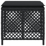 HKH Bancos de Jardín con Cojines 4 Piezas 41x41x36 Cm Ratán PE - Negro