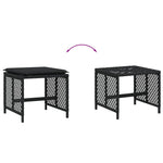 HKH Bancos de Jardín con Cojines 4 Piezas 41x41x36 Cm Ratán PE - Negro