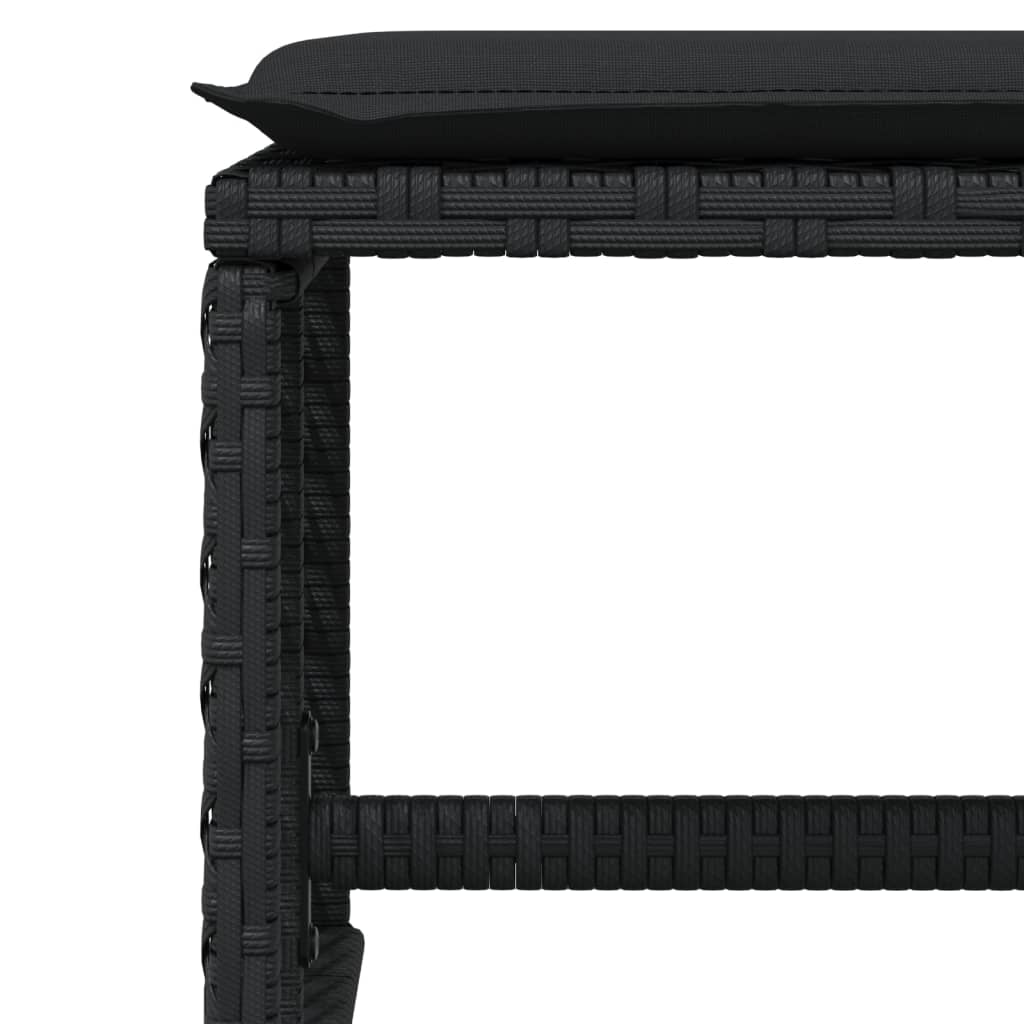HKH Bancos de Jardín con Cojines 4 Piezas 41x41x36 Cm Ratán PE - Negro
