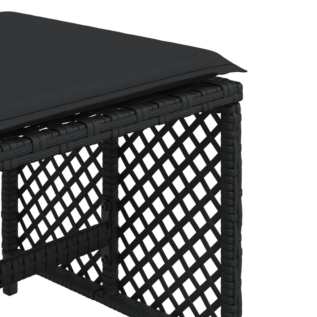HKH Bancos de Jardín con Cojines 4 Piezas 41x41x36 Cm Ratán PE - Negro