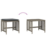 Bancos de jardín HKH con cojines 4 Piezas 41x41x36 Cm Ratán PE - Gris