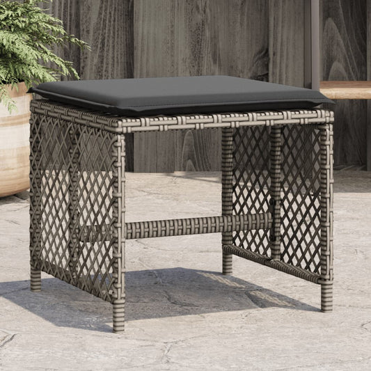 HKH Bancos Jardim com Almofadões 4 Pcs 41x41x36 Cm Vime Pe - Cinzento