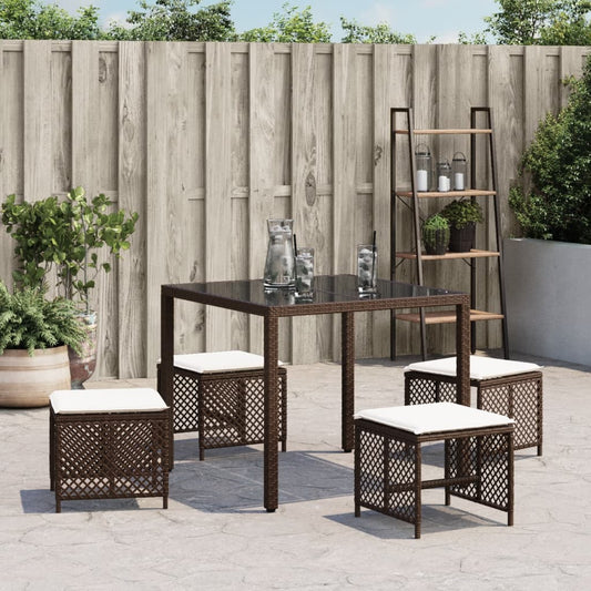 HKH Bancos Jardim com Almofadões 4 Pcs 41x41x36 Cm Vime Pe Castanho - Marrom