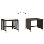 HKH Bancos Jardim com Almofadões 4 Pcs 41x41x36 Cm Vime Pe Castanho - Marrom