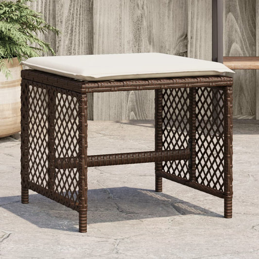 HKH Bancos Jardim com Almofadões 4 Pcs 41x41x36 Cm Vime Pe Castanho - Marrom