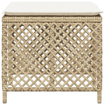 HKH Bancos de Jardim com Almofadões 4 Pcs 41x41x36 Cm Vime Pe - Bege
