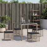 Bancos de jardín HKH con cojines 4 unidades 41x41x36cm Ratán Pie Gris claro - Gris