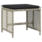 Bancos de jardín HKH con cojines 4 unidades 41x41x36cm Ratán Pie Gris claro - Gris
