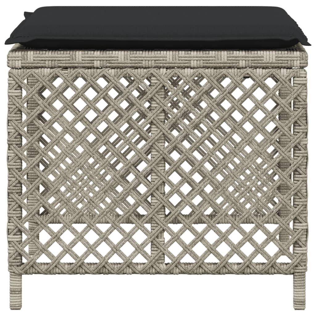 Bancos de jardín HKH con cojines 4 unidades 41x41x36cm Ratán Pie Gris claro - Gris