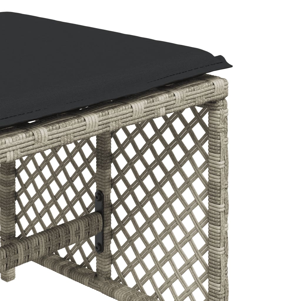 Bancos de jardín HKH con cojines 4 unidades 41x41x36cm Ratán Pie Gris claro - Gris
