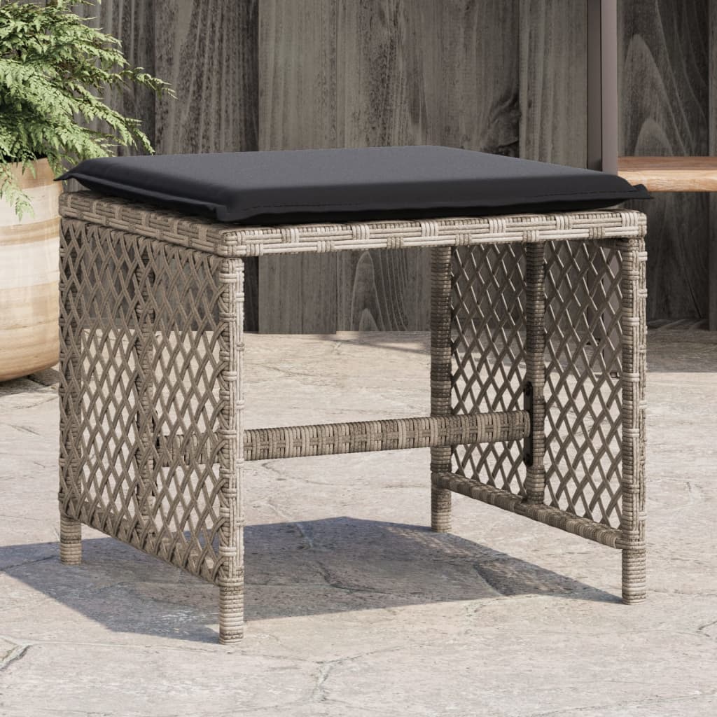 HKH Bancos Jardim C/ Almofadões 4pcs 41x41x36cm Vime Pe Cinza-claro - Cinzento