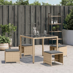 HKH Cojines de banco para jardín 4 uds. 41x41x36 cm ratán PE mixto - Beige