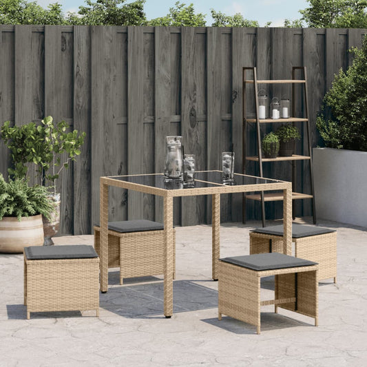 HKH Bancos Jardim Almofadões 4 Pcs 41x41x36 Cm Vime Pe Mistura - Bege