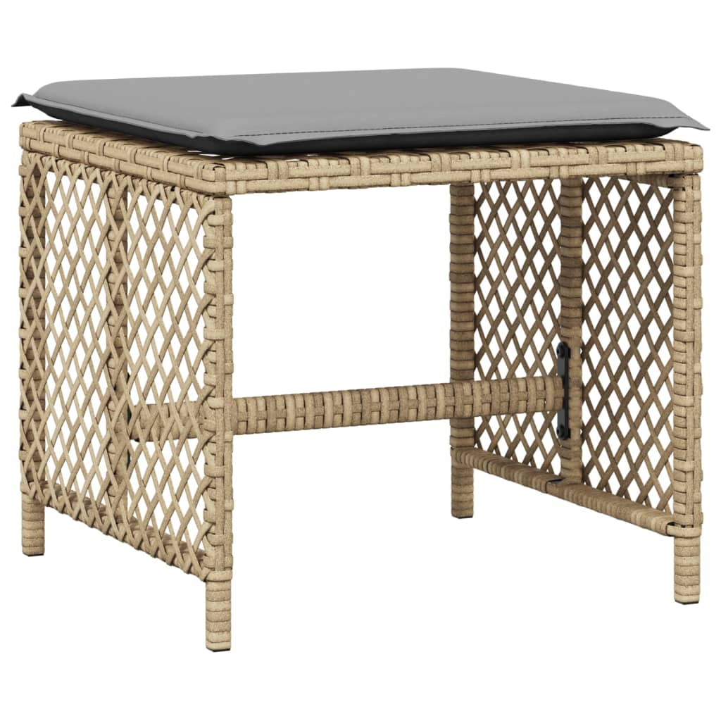 HKH Cojines de banco para jardín 4 uds. 41x41x36 cm ratán PE mixto - Beige