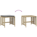 HKH Cojines de banco para jardín 4 uds. 41x41x36 cm ratán PE mixto - Beige