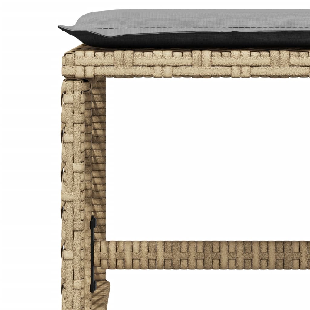 HKH Cojines de banco para jardín 4 uds. 41x41x36 cm ratán PE mixto - Beige