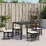 HKH Bancos de Jardín con Cojines 4 Piezas 41x41x36 Cm Ratán PE - Negro