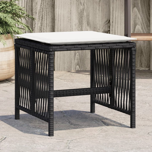HKH Bancos de Jardim com Almofadões 4 Pcs 41x41x36 Cm Vime Pe - Preto