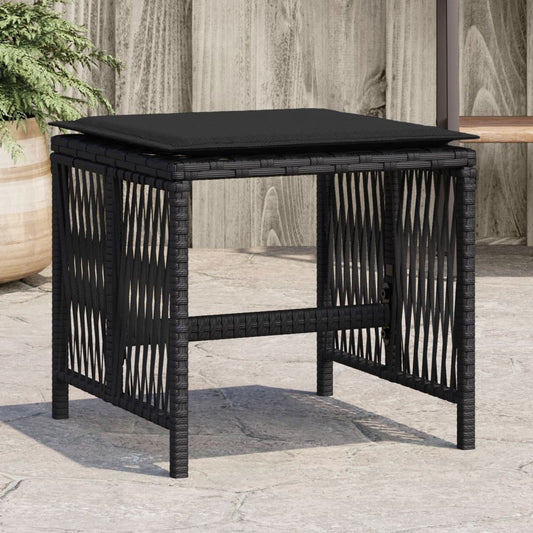 HKH Bancos de Jardim com Almofadões 4 Pcs 41x41x36 Cm Vime Pe - Preto