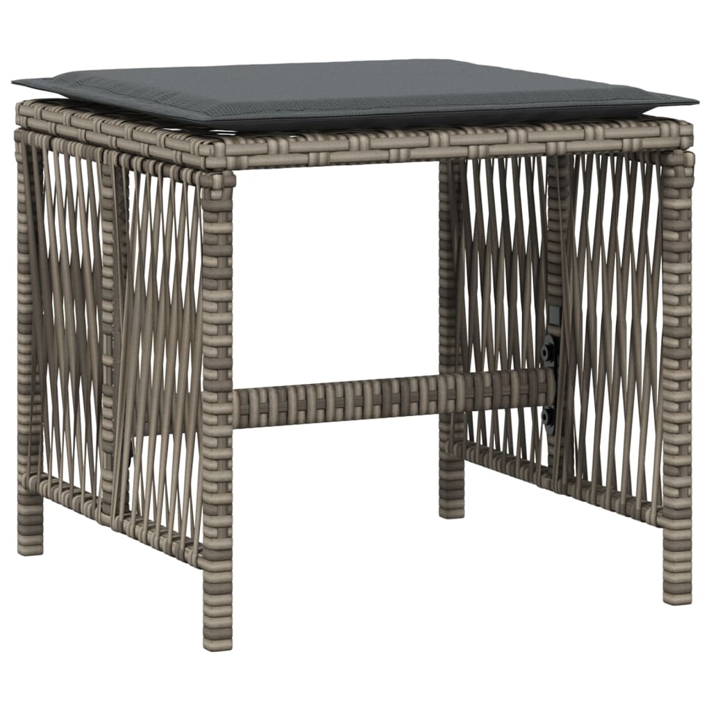 HKH Bancos Jardim com Almofadões 4 Pcs 41x41x36 Cm Vime Pe - Cinzento