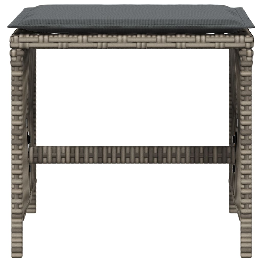 HKH Bancos Jardim com Almofadões 4 Pcs 41x41x36 Cm Vime Pe - Cinzento