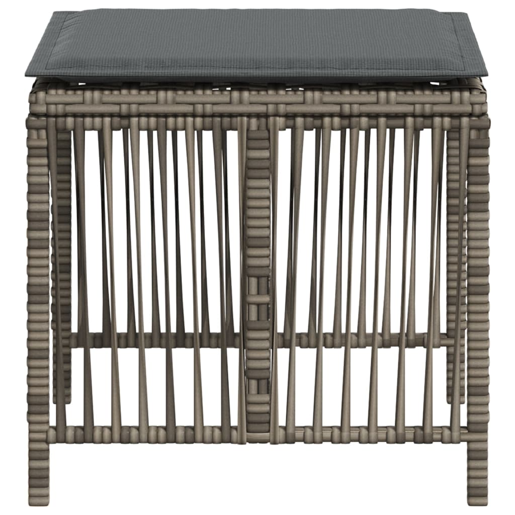 HKH Bancos Jardim com Almofadões 4 Pcs 41x41x36 Cm Vime Pe - Cinzento