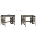 HKH Bancos Jardim com Almofadões 4 Pcs 41x41x36 Cm Vime Pe - Cinzento
